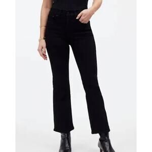 Madewell Mid-Rise Kick Out Black Cropped Stretch Denim Jeans Sz 31T